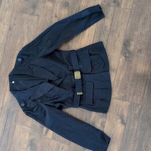 Navy Blue Belted Blazer